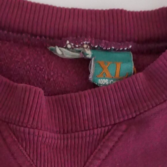 Vintage '90s Maroon 100% Cotton Blank Boxy Fit Crewneck Sweater XL - Picture 8 of 9
